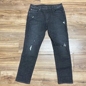 American Eagle mens Flex Slim fit distressed black jeans